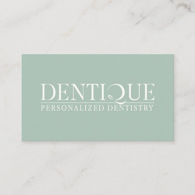 Simple Minimal Soft Mint Green Logo Professional Business Card (Front)