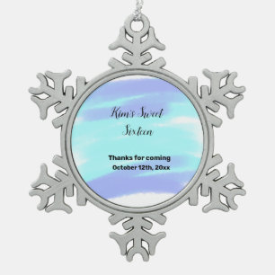 SIMPLE MINIMAL sweet sixteen elegant custom modern Snowflake Pewter Christmas Ornament