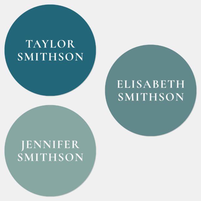 Simple Minimal Teal Blue Personalised Name Sticker (Group)