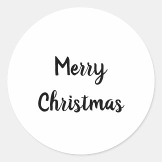 simple minimal text merry christmas party classic round sticker