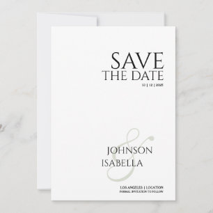 Simple minimal Text only save the date card