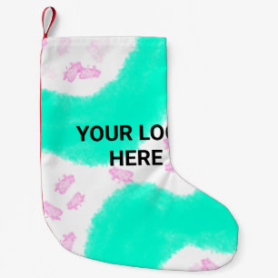 SIMPLE MINIMAL TEXT STYLE GIFT green watercolor T Small Christmas Stocking