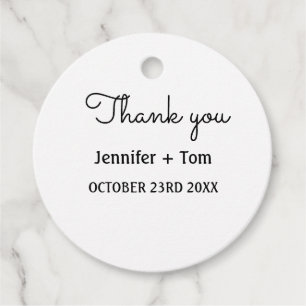 simple minimal text white wedding thank you favour favour tags