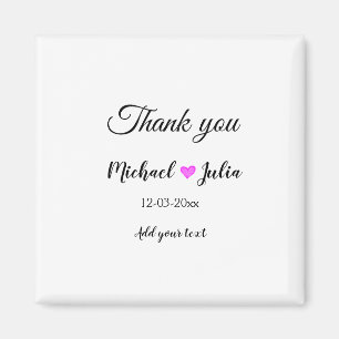 Simple minimal thank you couple name heart glitter magnet