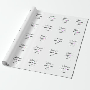 Simple minimal thank you couple name heart glitter wrapping paper