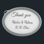 Simple minimal thank you couple name text date cus belt buckle<br><div class="desc">Design</div>