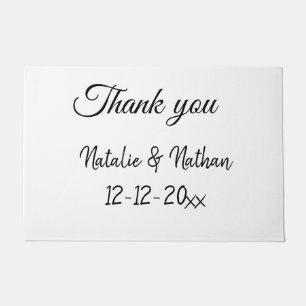 Simple minimal thank you couple name text date cus doormat