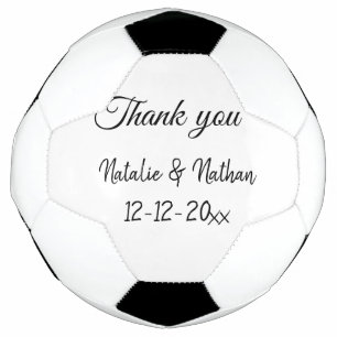 Simple minimal thank you couple name text date cus football