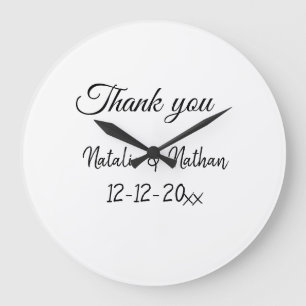 Simple minimal thank you couple name text date cus large clock