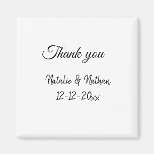 Simple minimal thank you couple name text date cus magnet