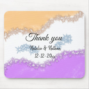 Simple minimal thank you couple name text date cus mouse mat
