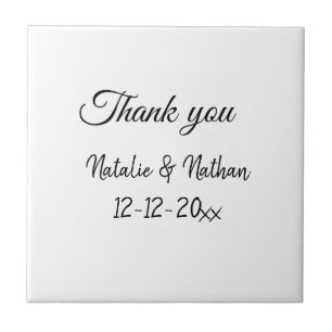 Simple minimal thank you couple name text date cus tile