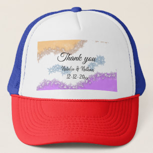 Simple minimal thank you couple name text date cus trucker hat
