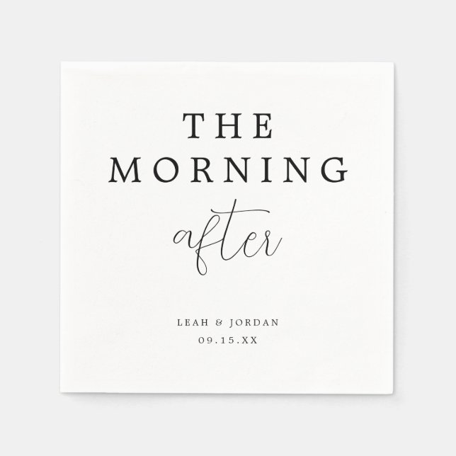 Simple Minimal The Morning After Wedding Brunch  Napkin (Front)