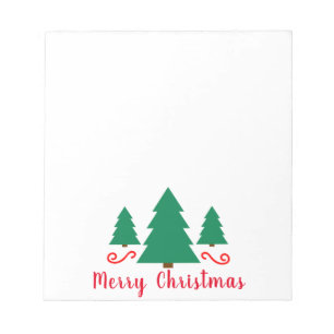 Simple Minimal Three Green Trees Merry Christmas Notepad