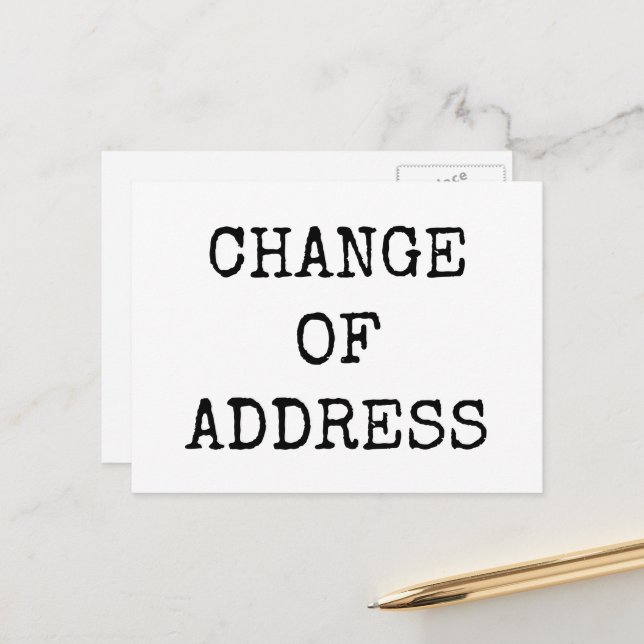 Simple minimal typography change of address moving postcard (Front/Back In Situ)