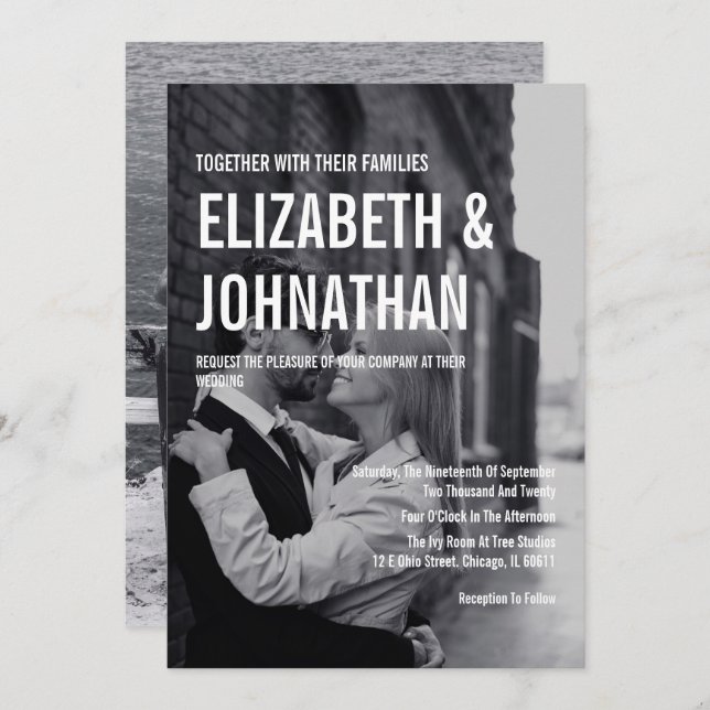 Simple & Minimal Typography Photo Wedding Invitation (Front/Back)