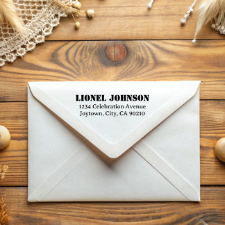 Simple Minimal Typography Stencil Return Address Rubber Stamp