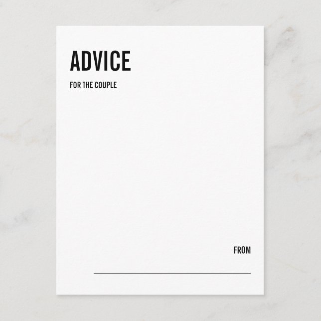Simple & Minimal Typography Wedding Advice Card (Front)