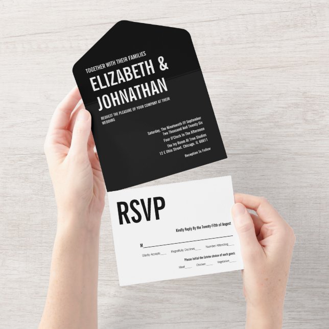 Simple & Minimal Typography Wedding All In One Invitation (Tearaway)