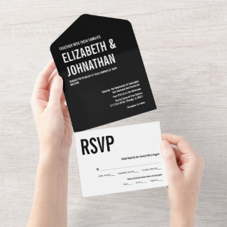 Simple & Minimal Typography Wedding All In One Invitation