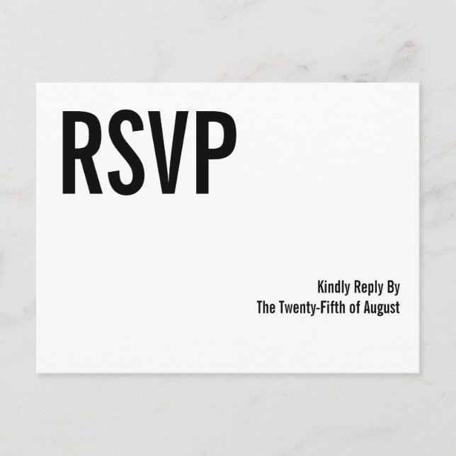 Simple & Minimal Typography Wedding RSVP Postcard (Front)