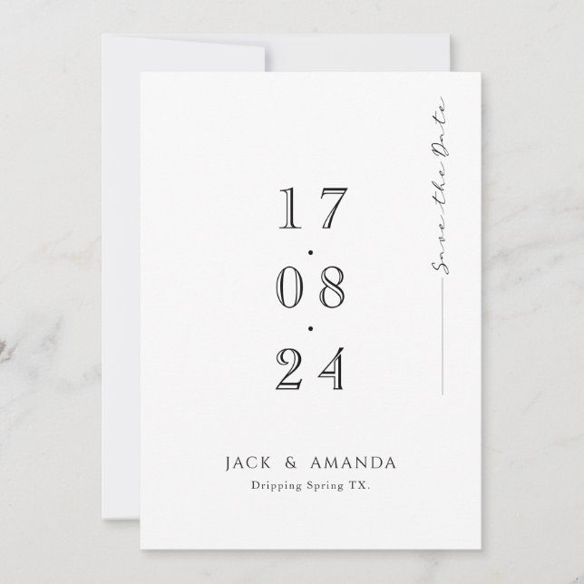 Simple minimal typography Wedding save the date (Front)