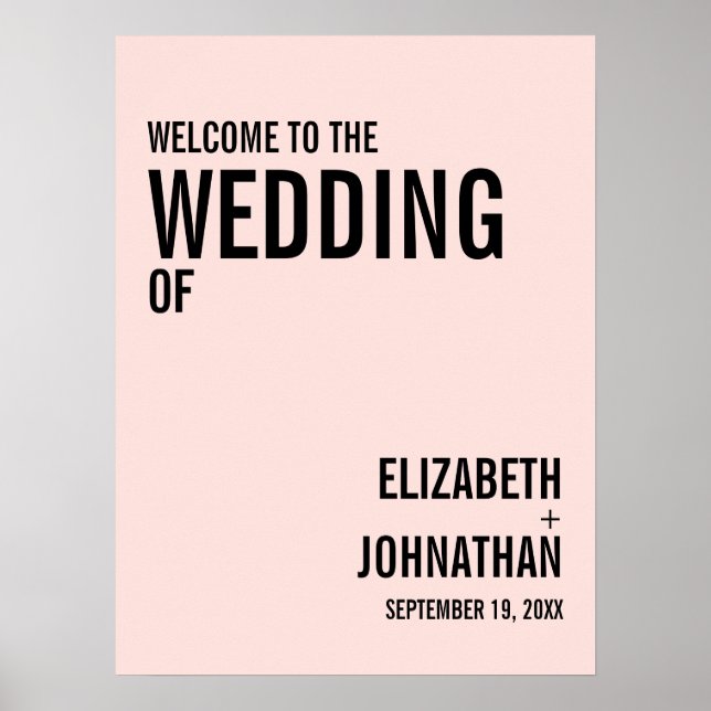 Simple & Minimal Typography Wedding Welcome Sign (Front)