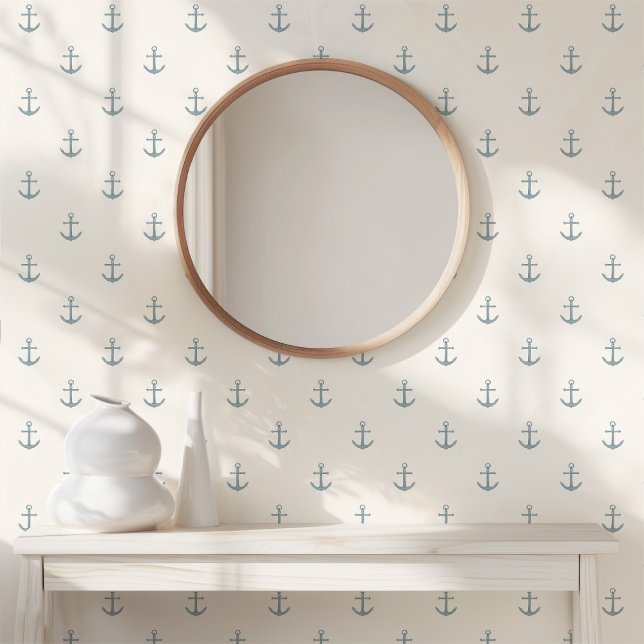 Simple Minimal Watercolor Anchors Nautical Blue Wallpaper (Creator Uploaded)