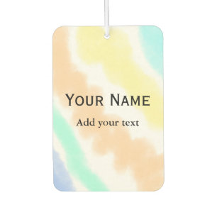 Simple minimal watercolor Pink yellow add name  Car Air Freshener