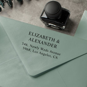 Simple minimal wedding return address  rubber stamp