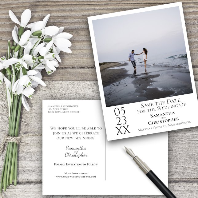 Simple Minimal Wedding Save the Date Photo Postcard (Creator Uploaded)