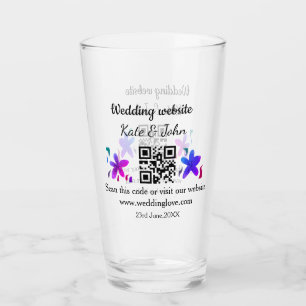Simple minimal wedding website Q R code add name y Glass