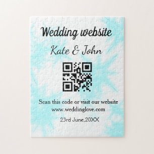 Simple minimal wedding website Q R code add name y Jigsaw Puzzle