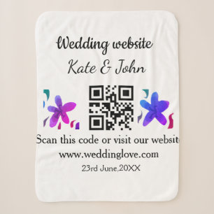 Simple minimal wedding website Q R code add name y Sherpa Blanket