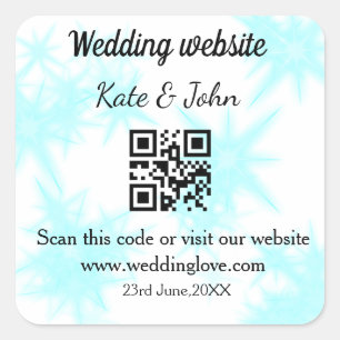 Simple minimal wedding website Q R code add name y Square Sticker