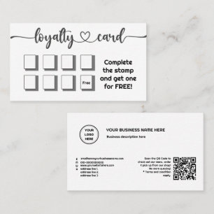 Simple Minimal White Add Your Logo QR Code Loyalty Card