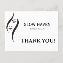 Simple Minimal White And Black Beauty Salon Postca