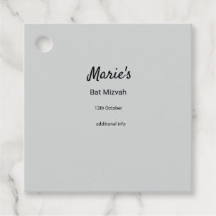 simple minimal white black classic edi bat mitzvah favour tags