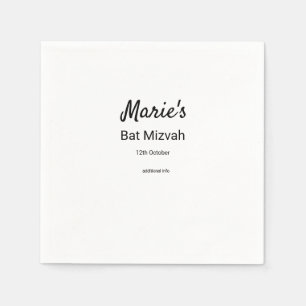 simple minimal white black classic edi bat mitzvah napkin