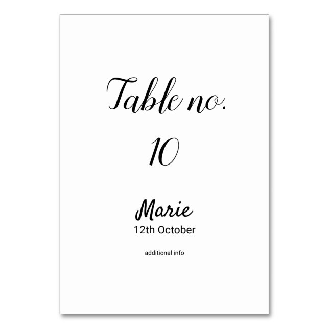 simple minimal white black classic edi bat mitzvah table number (Front)