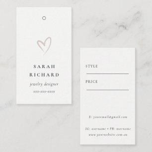 Simple Minimal White Blush Heart Price Tag Name