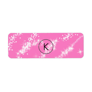simple minimal white monogram pink glitter waterco