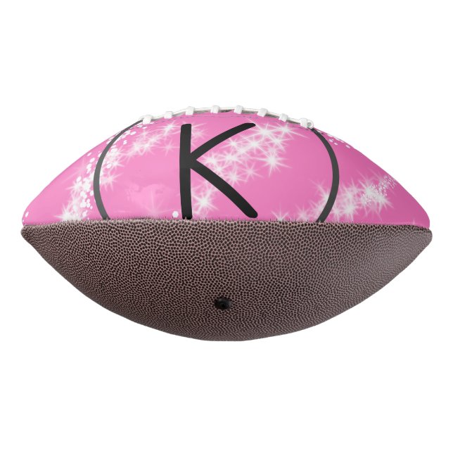 simple minimal white monogram pink glitter waterco american football (Rotated 270)