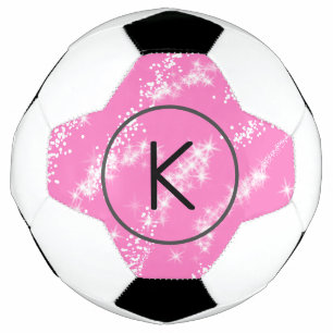 simple minimal white monogram pink glitter waterco football