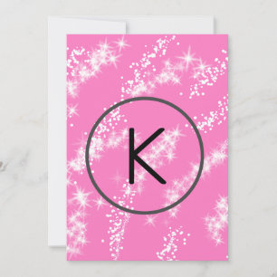 simple minimal white monogram pink glitter waterco invitation