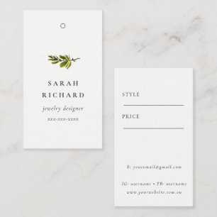 Simple Minimal White Pine Branch Price Tag Name