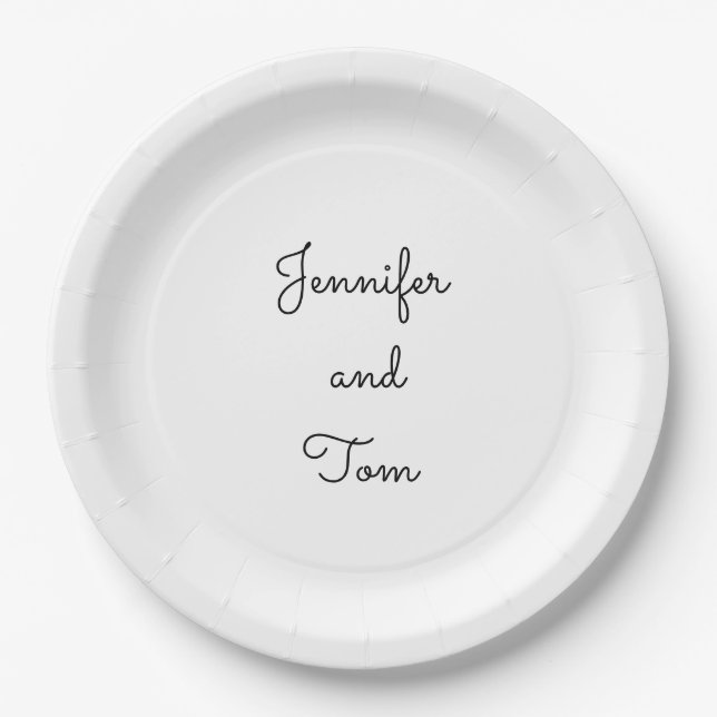 simple minimal white wedding cake  paper plate (Front)