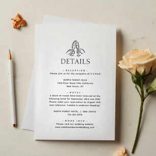 Simple Minimal Wine Cheers Wedding Details Enclosure Card