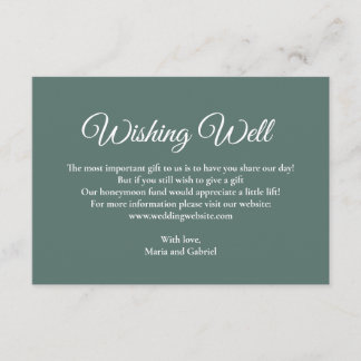 Simple minimal wishing well. Dusty green wedding Enclosure Card